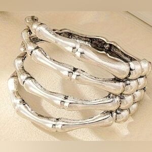 Silver Bone-Inspired Bracelet